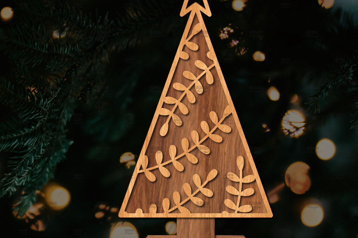 Σετ των 2 Intra απο ξύλο plywood 3mm-4mm πάχος - Στάση κοπής χριστουγεννιάτικου δέντρου με λέιζερ  Δίασταση 20x20 cm INTRAFABR-107492497