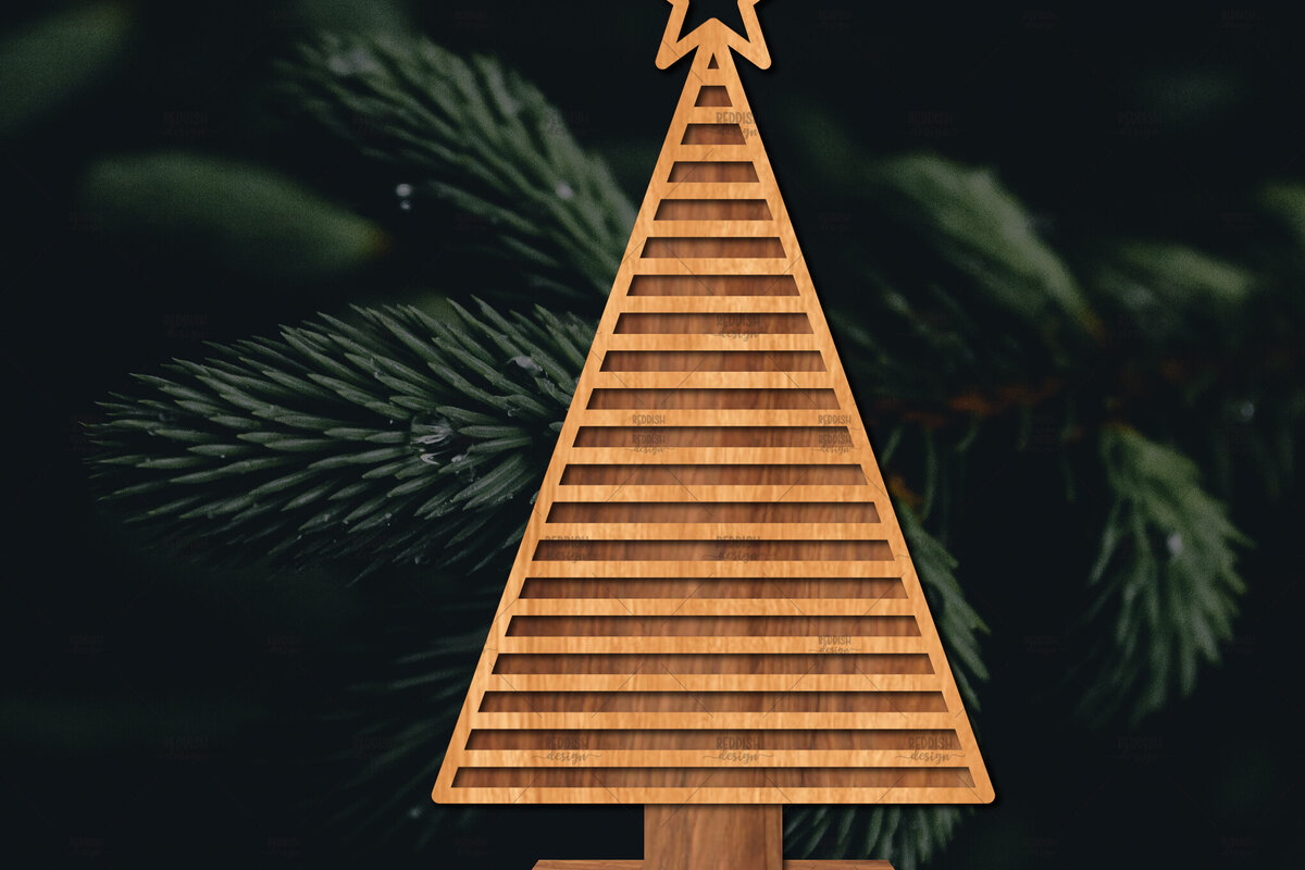 Σετ των 2 Intra απο ξύλο plywood 3mm-4mm πάχος - Στάση κοπής χριστουγεννιάτικου δέντρου με λέιζερ  Δίασταση 20x20 cm INTRAFABR-107492554