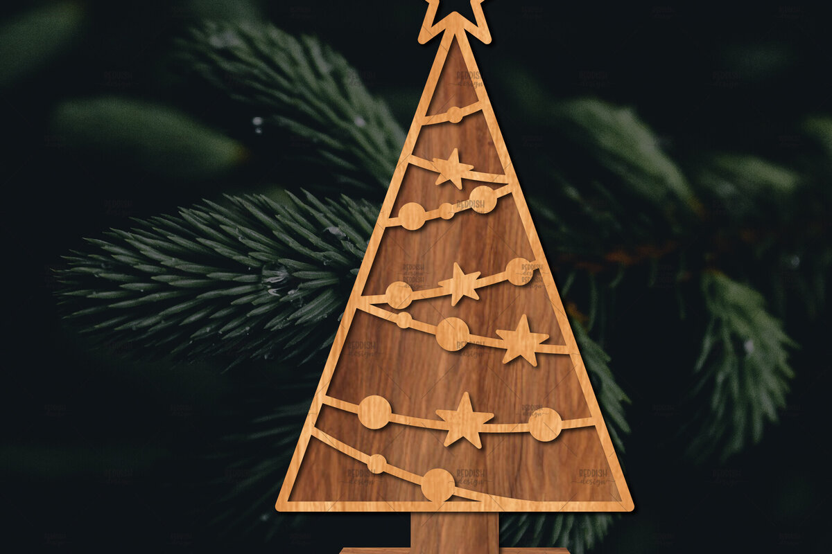 Σετ των 2 Intra απο ξύλο plywood 3mm-4mm πάχος - Στάση κοπής χριστουγεννιάτικου δέντρου με λέιζερ  Δίασταση 20x20 cm INTRAFABR-107492668