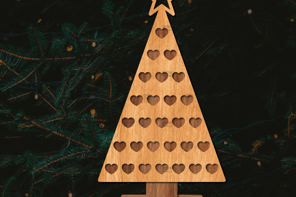 Σετ των 2 Intra απο ξύλο plywood 3mm-4mm πάχος - Στάση κοπής χριστουγεννιάτικου δέντρου με λέιζερ  Δίασταση 20x20 cm INTRAFABR-107492697