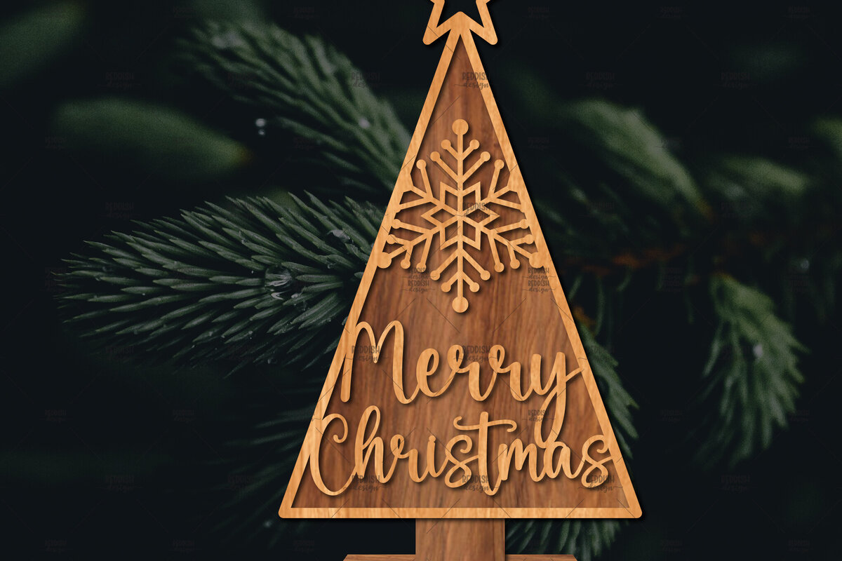 Σετ των 2 Intra απο ξύλο plywood 3mm-4mm πάχος - Στάση κοπής χριστουγεννιάτικου δέντρου με λέιζερ  Δίασταση 20x20 cm INTRAFABR-107492737