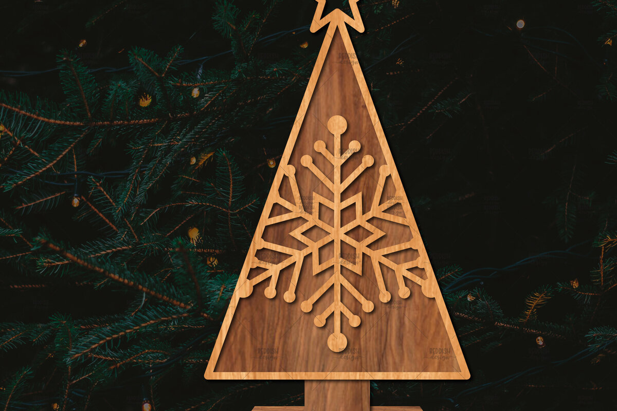 Intra απο ξύλο plywood 3mm-4mm πάχος - Στάση κοπής χριστουγεννιάτικου δέντρου με λέιζερ  Δίασταση 20x20 cm INTRAFABR-107492772