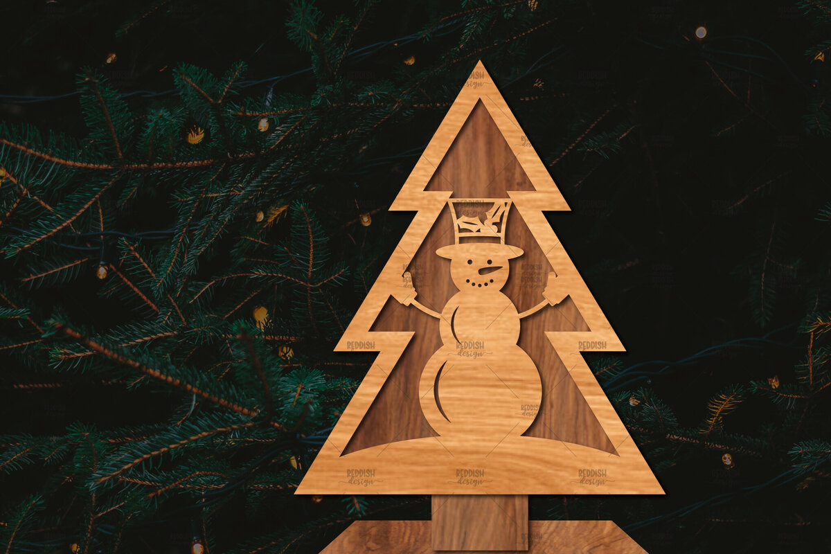 Σετ των 2 Intra απο ξύλο plywood 3mm-4mm πάχος - Στάση κοπής χριστουγεννιάτικου δέντρου με λέιζερ  Δίασταση 20x20 cm INTRAFABR-107422341