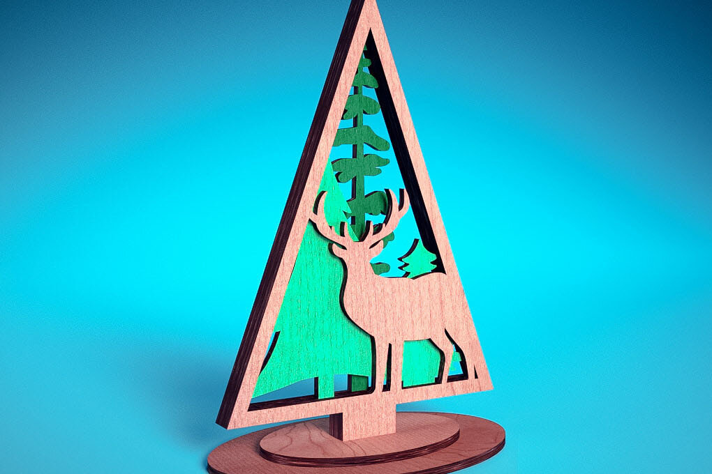 Σετ των 3 Intra απο ξύλο plywood 3mm-4mm πάχος - Χριστουγεννιάτικο Δέντρο Κοπή Laser  | Χριστούγεννα Δίασταση 15x15 cm INTRAFABR-72023512