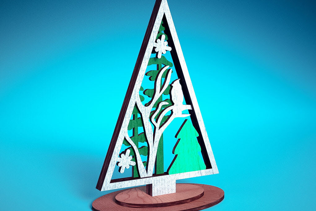 Σετ των 3 Intra απο ξύλο plywood 3mm-4mm πάχος - Χριστουγεννιάτικο Δέντρο Κοπή Laser  | Χριστούγεννα Δίασταση 15x15 cm INTRAFABR-72023537