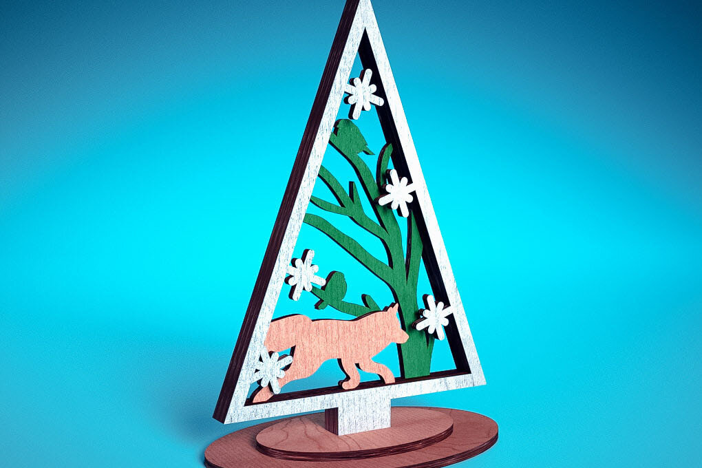 Σετ των 2 Intra απο ξύλο plywood 3mm-4mm πάχος - Χριστουγεννιάτικο Δέντρο Κοπή Laser  | Χριστούγεννα Δίασταση 15x15 cm INTRAFABR-72023311