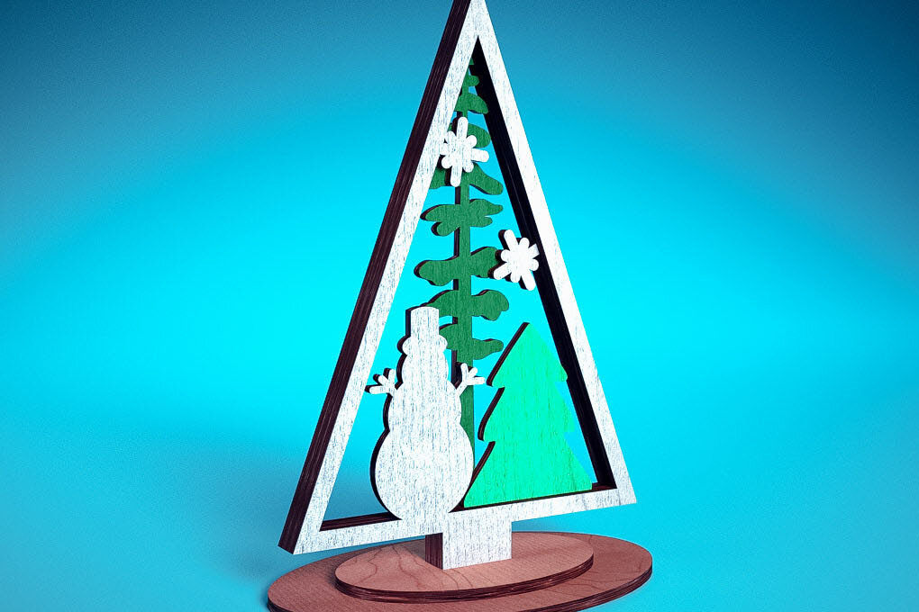 Σετ των 3 Intra απο ξύλο plywood 3mm-4mm πάχος - Χριστουγεννιάτικο Δέντρο Κοπή Laser  | Χριστούγεννα Δίασταση 15x15 cm INTRAFABR-72023366