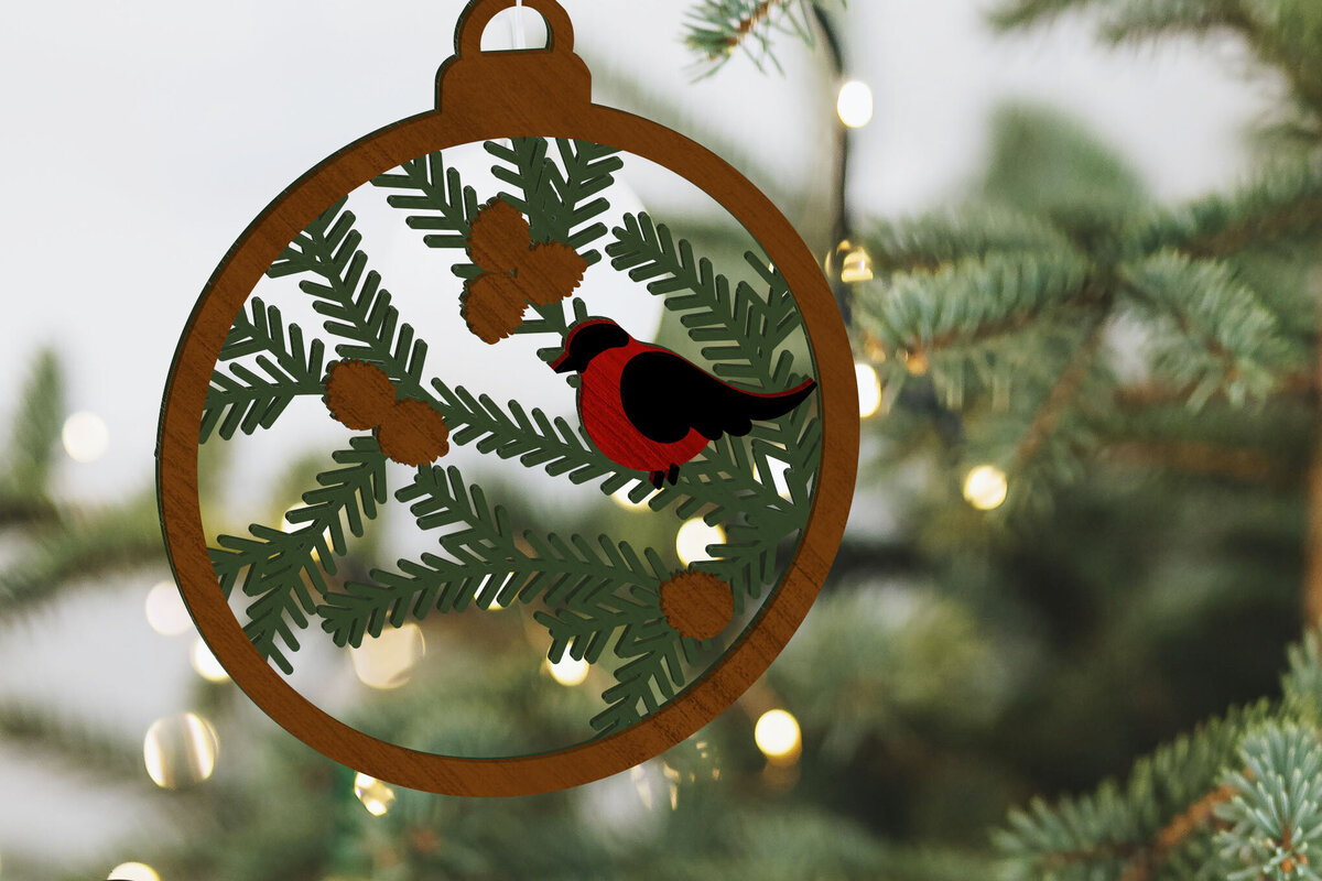 Σετ των 3 Intra απο ξύλο plywood 3mm-4mm πάχος - Στολίδι Χριστουγεννιάτικου Δέντρου, Διακόσμηση πουλιών Δίασταση 4x4 cm INTRAFABR-85556084