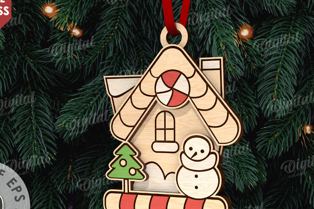 Σετ των 3 Intra απο ξύλο plywood 3mm-4mm πάχος - Κόψιμο με λέιζερ στολίδι Χριστουγεννιάτικου Δέντρου Δίασταση 6x6 cm INTRAFABR-110832289