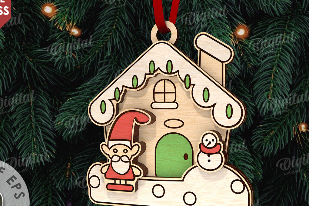 Σετ των 3 Intra απο ξύλο plywood 3mm-4mm πάχος - Κόψιμο με λέιζερ στολίδι Χριστουγεννιάτικου Δέντρου Δίασταση 6x6 cm INTRAFABR-110833435