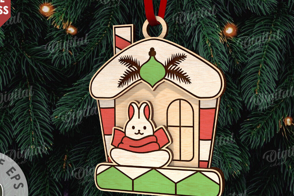 Σετ των 3 Intra απο ξύλο plywood 3mm-4mm πάχος - Κόψιμο με λέιζερ στολίδι Χριστουγεννιάτικου Δέντρου Δίασταση 6x6 cm INTRAFABR-110833775