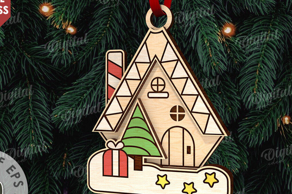 Σετ των 3 Intra απο ξύλο plywood 3mm-4mm πάχος - Κόψιμο με λέιζερ στολίδι Χριστουγεννιάτικου Δέντρου Δίασταση 6x6 cm INTRAFABR-110833988