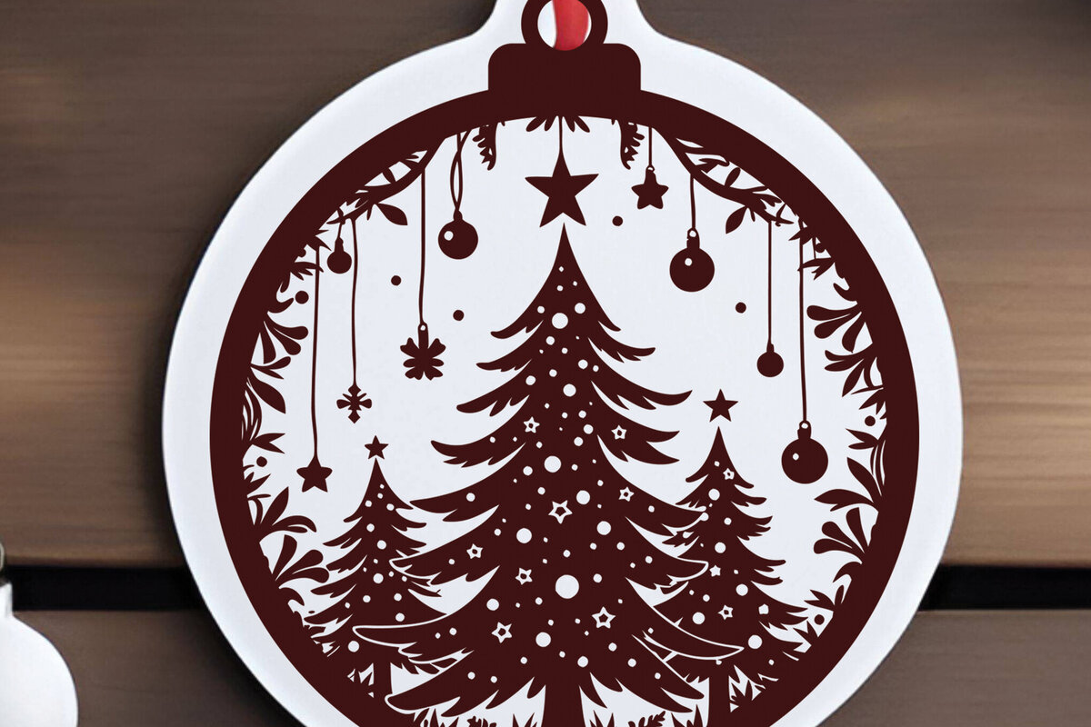 Σετ των 3 Intra απο ξύλο plywood 3mm-4mm πάχος - Σχέδιο κοπής με λέιζερ στολίδι Χριστουγεννιάτικου δέντρου Δίασταση 6x6 cm INTRAFABR-108227882