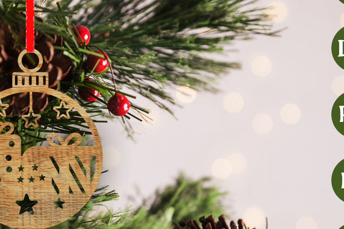 Σετ των 3 Intra απο ξύλο plywood 3mm-4mm πάχος - Σχέδιο κοπής με λέιζερ στολίδι Χριστουγεννιάτικου δέντρου Δίασταση 6x6 cm INTRAFABR-48620296