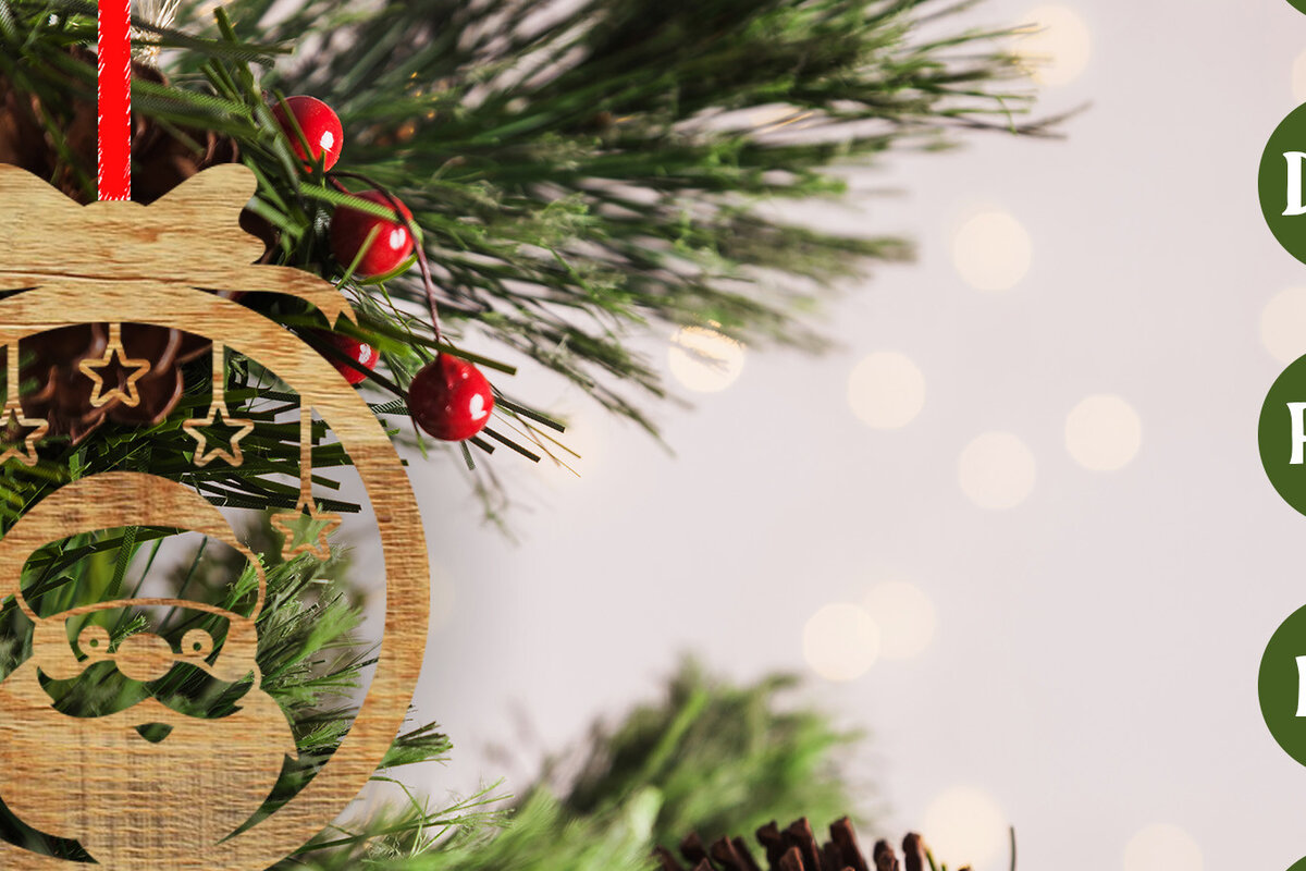 Σετ των 3 Intra απο ξύλο plywood 3mm-4mm πάχος - Στολίδι Χριστουγεννιάτικου Δέντρου |  κοπής με λέιζερ Δίασταση 6x6 cm INTRAFABR-48798975