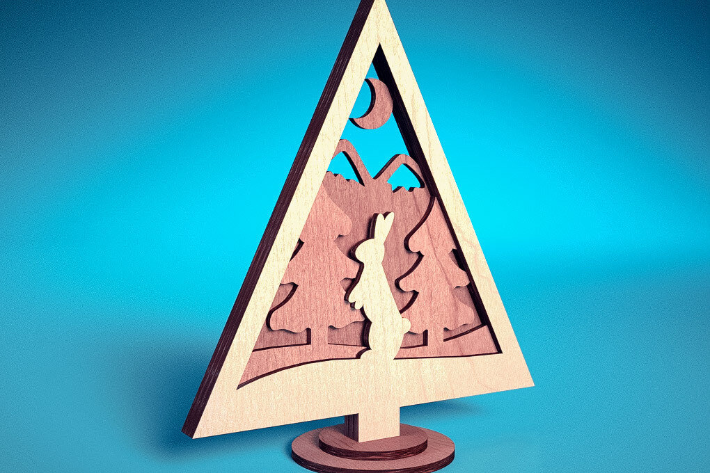 Σετ των 3 Intra απο ξύλο plywood 3mm-4mm πάχος - Στολίδι χριστουγεννιάτικου δέντρου με λέιζερ  | Δίασταση 6x6 cm INTRAFABR-72091946