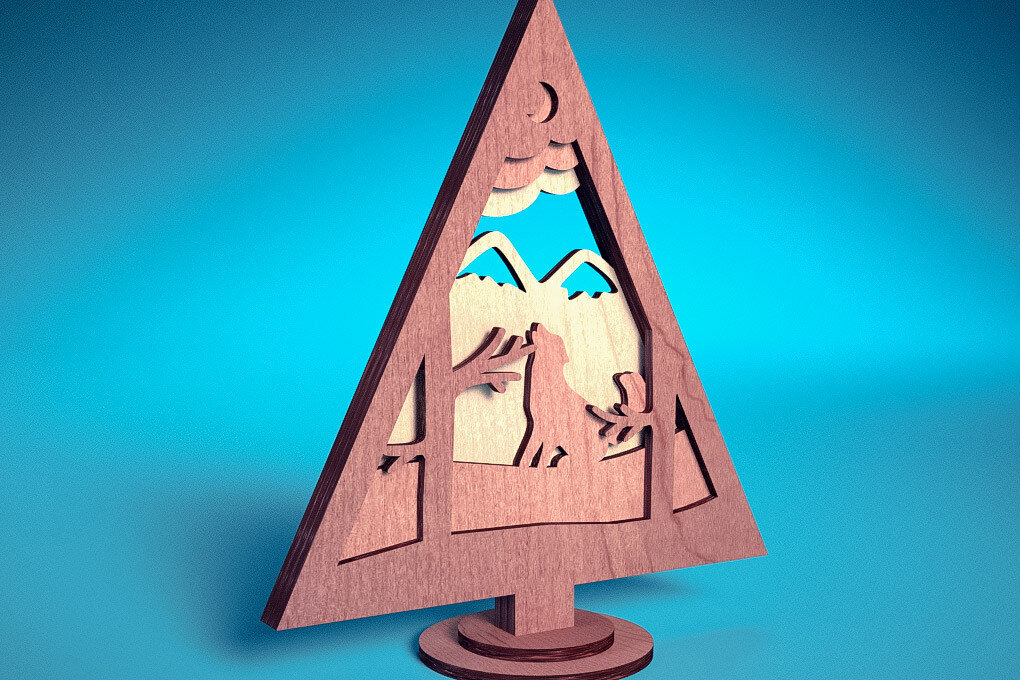 Σετ των 3 Intra απο ξύλο plywood 3mm-4mm πάχος - Στολίδι χριστουγεννιάτικου δέντρου με λέιζερ  | Δίασταση 6x6 cm INTRAFABR-72092032