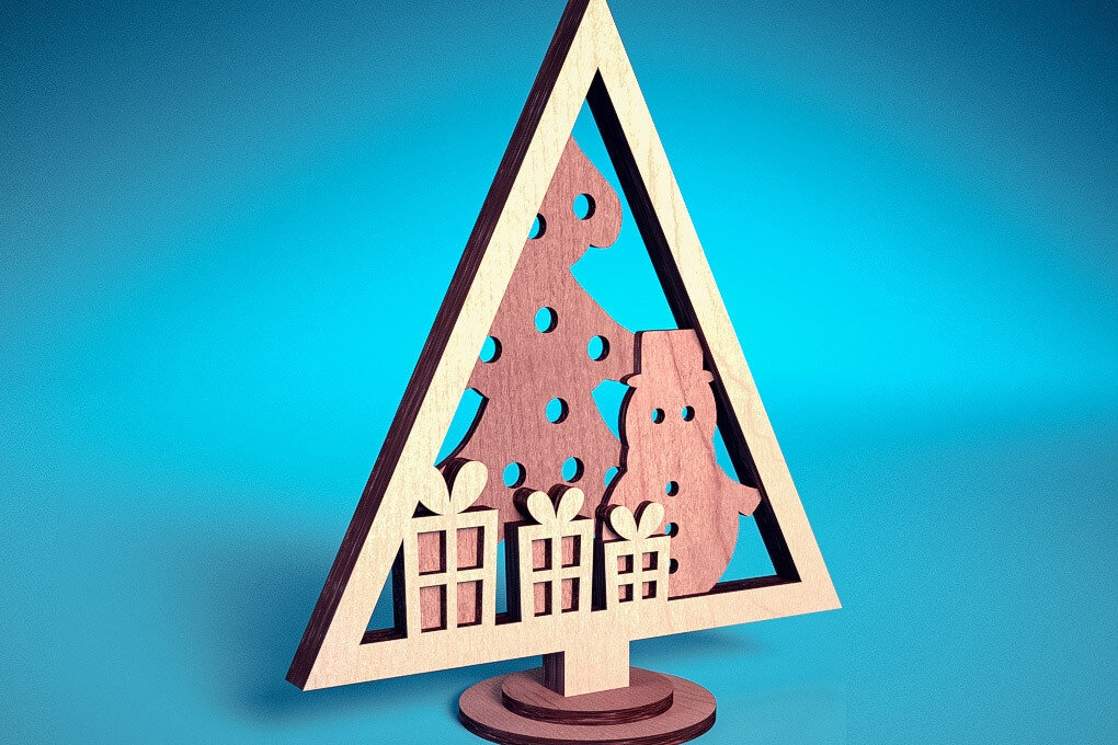 Σετ των 3 Intra απο ξύλο plywood 3mm-4mm πάχος - Στολίδι χριστουγεννιάτικου δέντρου με λέιζερ  | Δίασταση 6x6 cm INTRAFABR-72092060