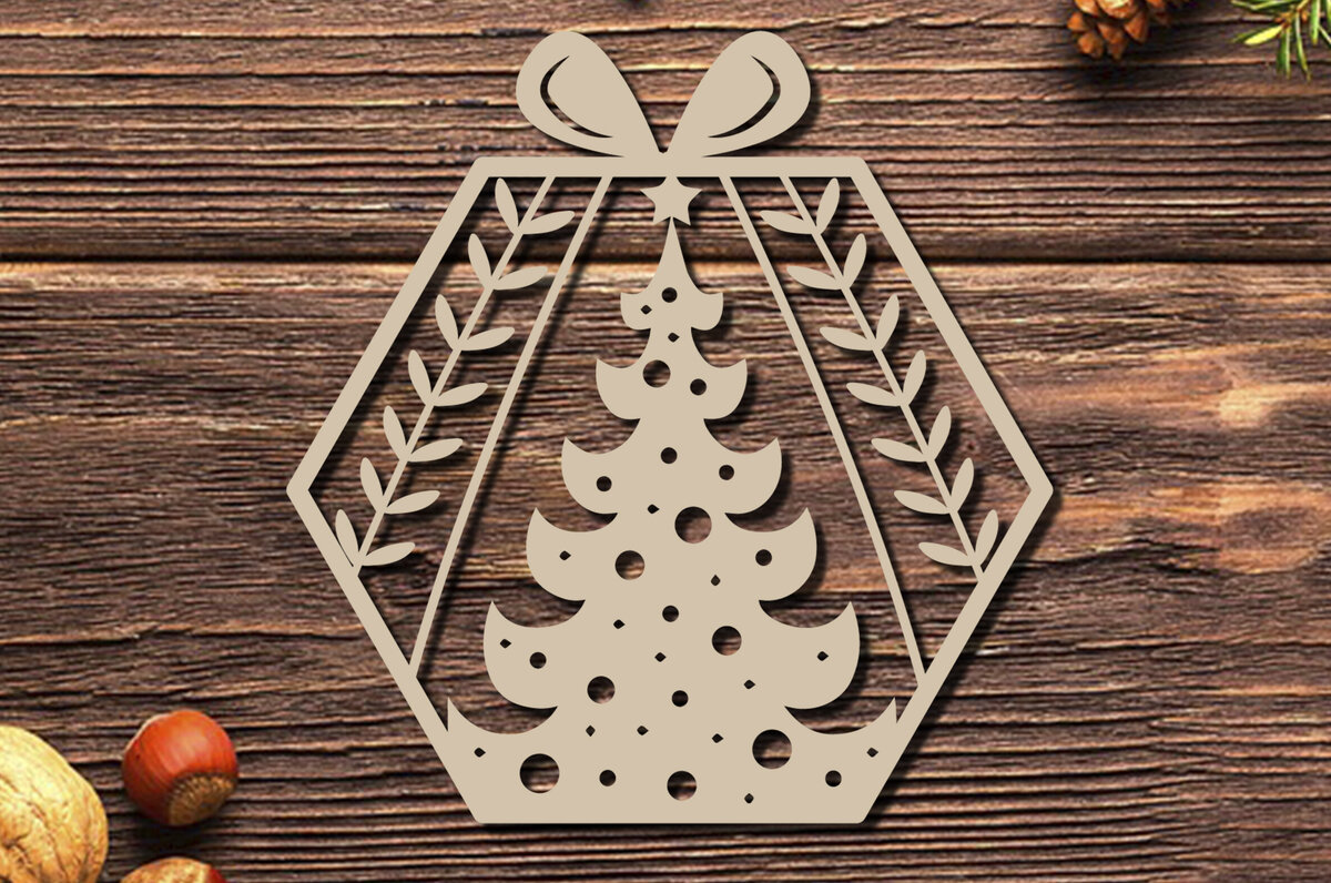 Σετ των 3 Intra απο ξύλο plywood 3mm-4mm πάχος - Στολίδι Χριστουγεννιάτικου Δέντρου με Laser Cut  Δίασταση 20x25 cm INTRAFABR-86463326