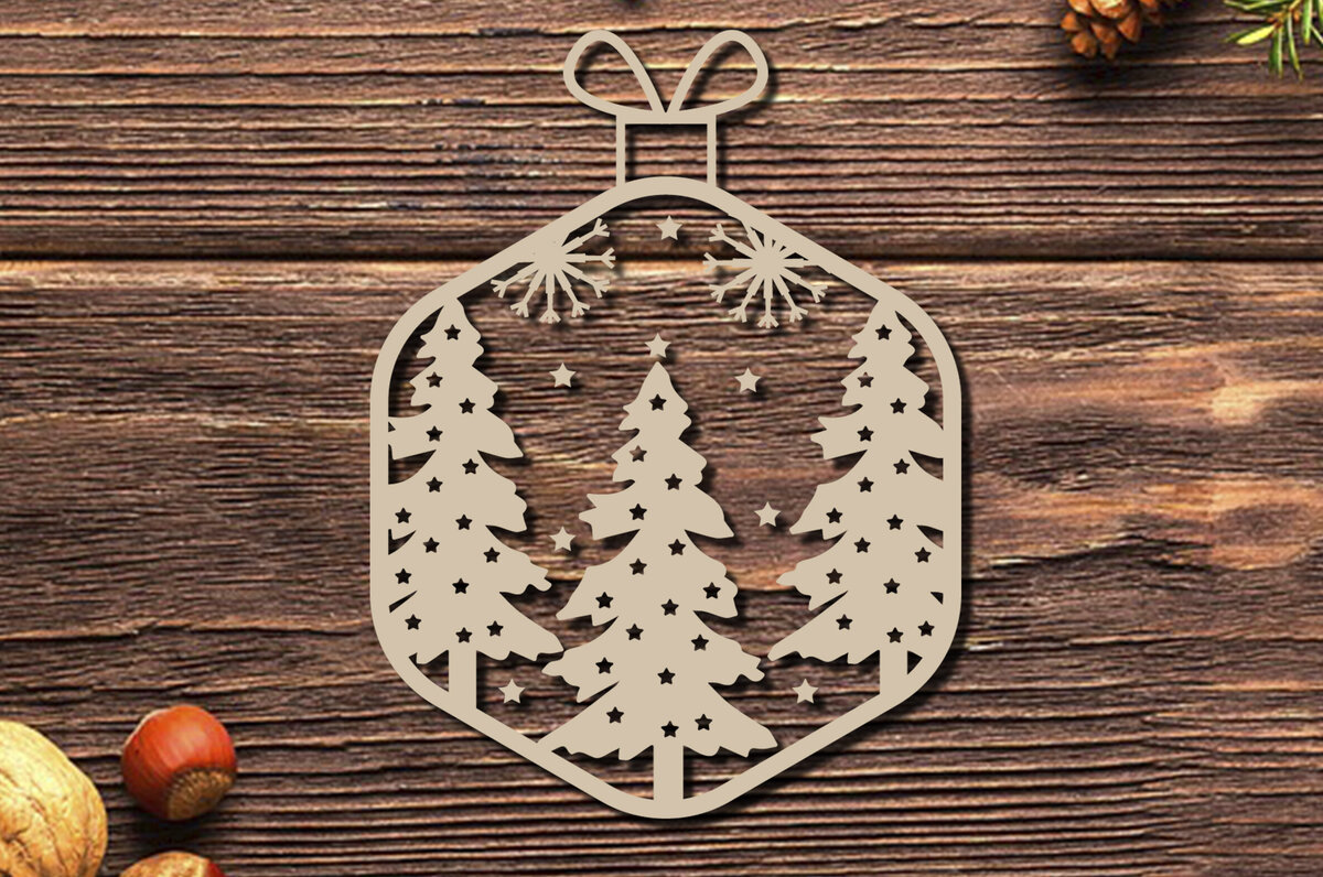 Σετ των 2 Intra απο ξύλο plywood 3mm-4mm πάχος - Στολίδι Χριστουγεννιάτικου Δέντρου με Laser Cut  Δίασταση 20x25 cm INTRAFABR-86463339