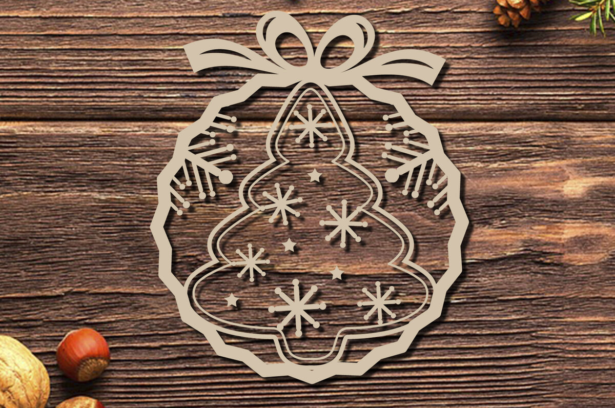 Σετ των 2 Intra απο ξύλο plywood 3mm-4mm πάχος - Στολίδι Χριστουγεννιάτικου Δέντρου με Laser Cut  Δίασταση 20x25 cm INTRAFABR-86463353
