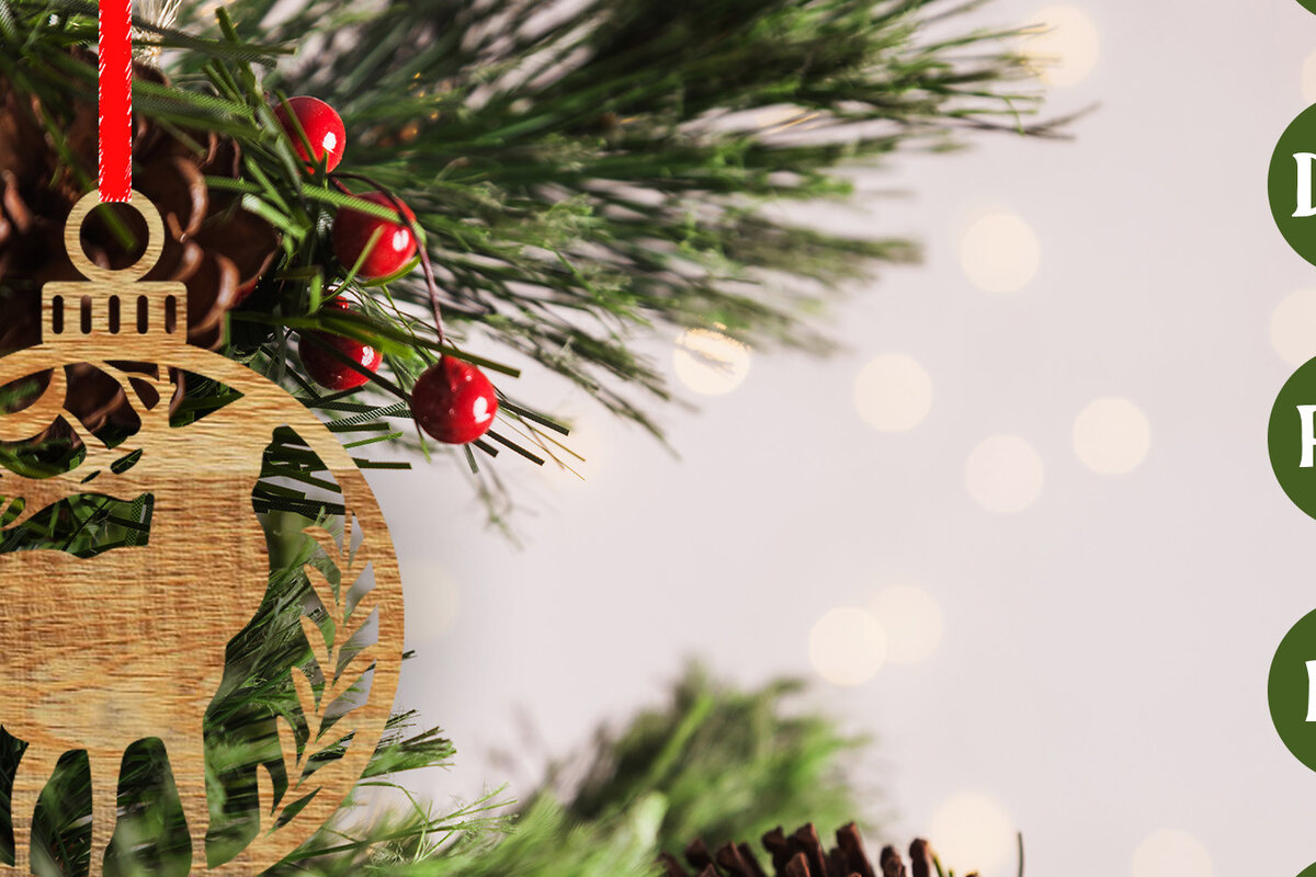 Σετ των 3 Intra απο ξύλο plywood 3mm-4mm πάχος - Στολίδι Χριστουγεννιάτικου Δέντρου με Laser Cut  Δίασταση 6x6 cm INTRAFABR-48614671