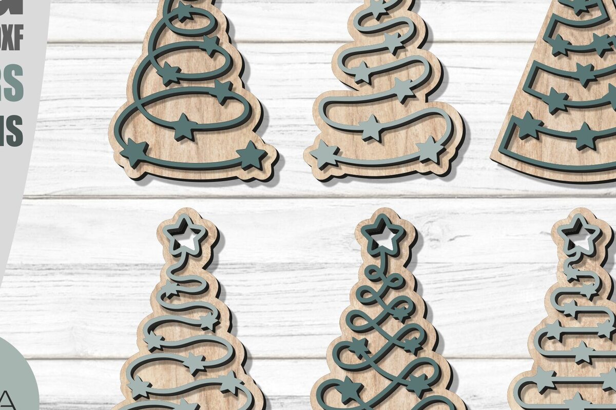 Σετ των 3 Intra απο ξύλο plywood 3mm-4mm πάχος - Στολίδι Χριστουγεννιάτικου Δέντρου ,  Δίασταση 6x6 cm INTRAFABR-78170364