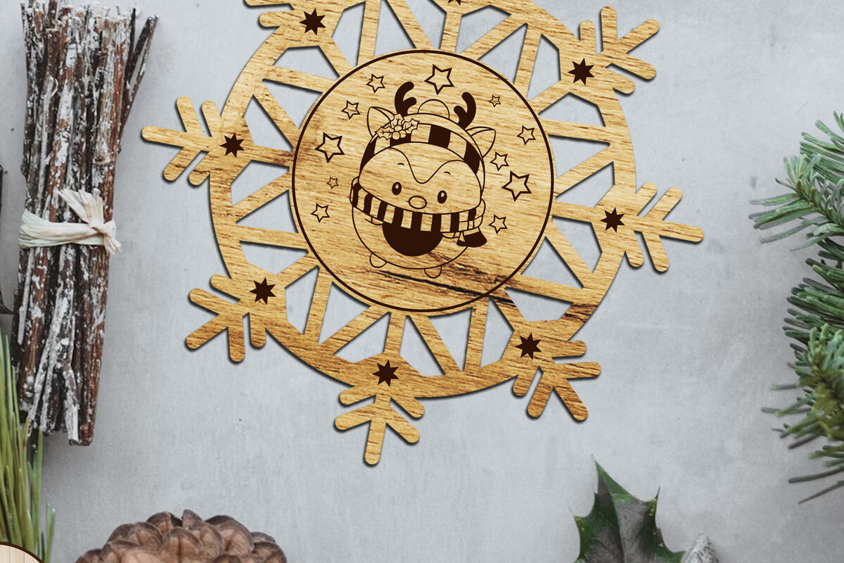 Σετ των 3 Intra απο ξύλο plywood 3mm-4mm πάχος - Πρότυπο στολίδι χριστουγεννιάτικου δέντρου Δίασταση 4x4 cm INTRAFABR-108814332