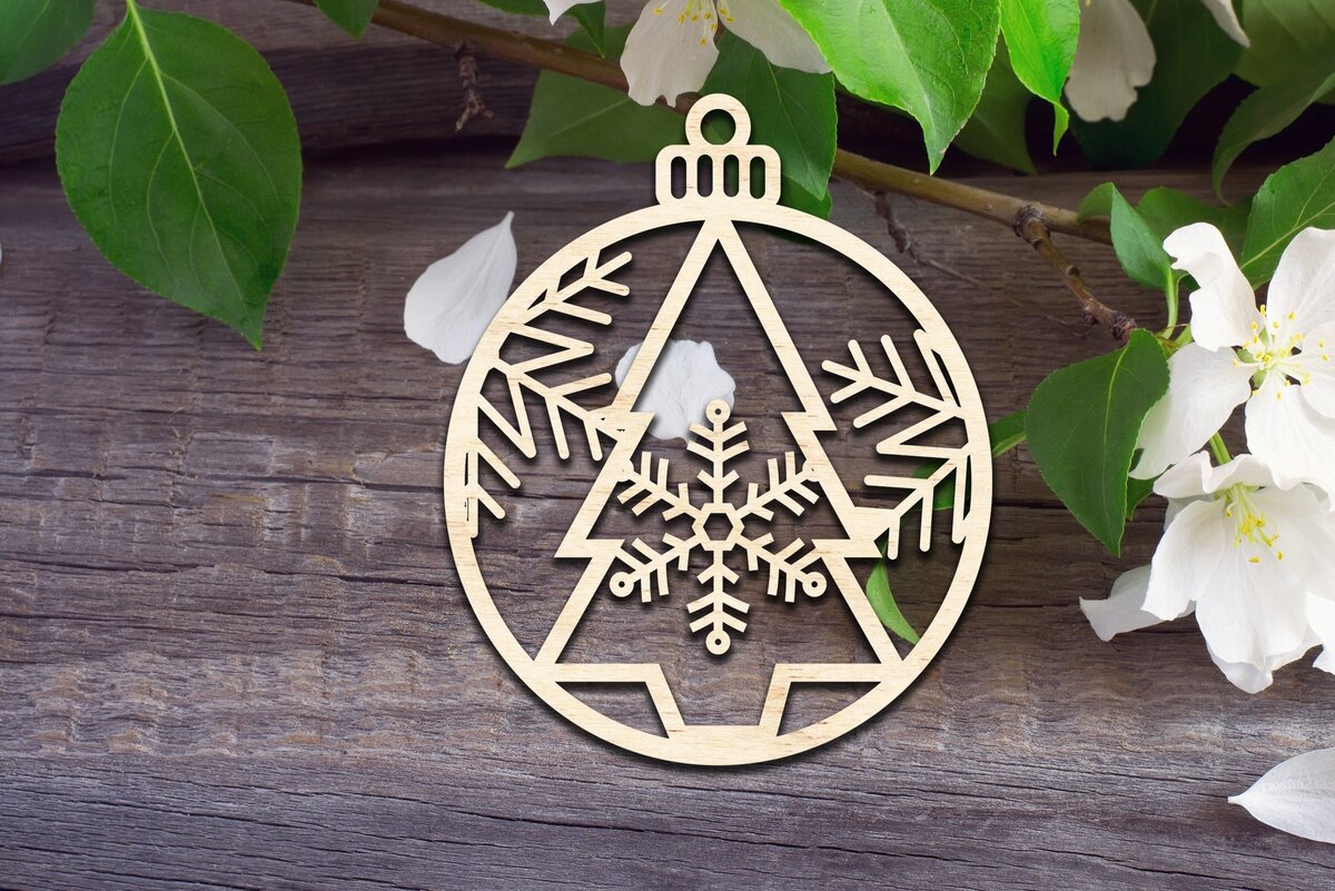 Σετ των 3 Intra απο ξύλο plywood 3mm-4mm πάχος - Στολίδι Χριστουγεννιάτικου Δέντρου V2 Δίασταση 6x6 cm INTRAFABR-33528345