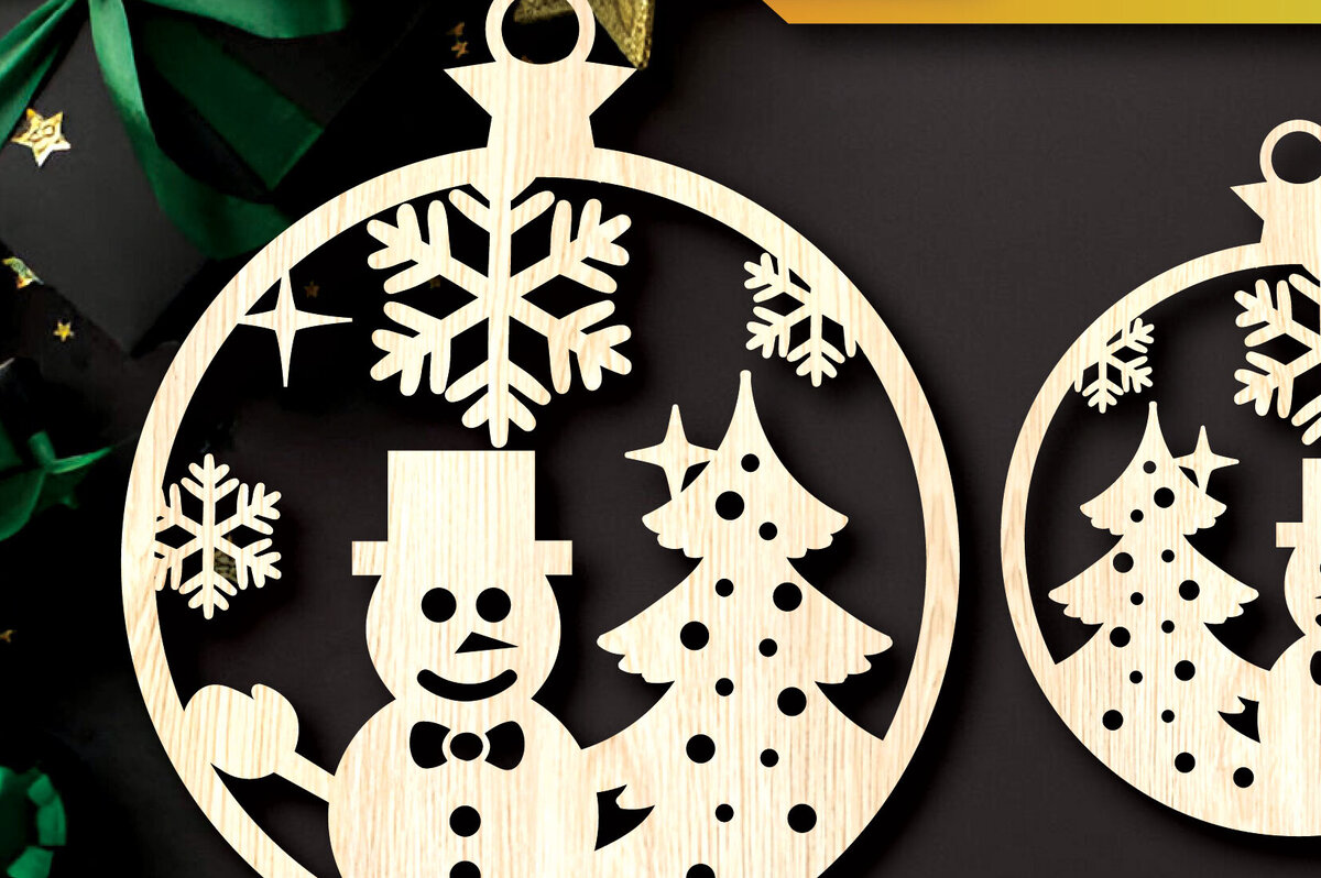 Σετ των 3 Intra απο ξύλο plywood 3mm-4mm πάχος - Στολίδια χριστουγεννιάτικων δέντρων με λέιζερ  Δίασταση 6x6 cm INTRAFABR-104798992