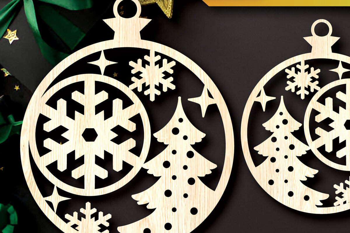 Σετ των 3 Intra απο ξύλο plywood 3mm-4mm πάχος - Στολίδια χριστουγεννιάτικων δέντρων με λέιζερ  Δίασταση 6x6 cm INTRAFABR-104934525