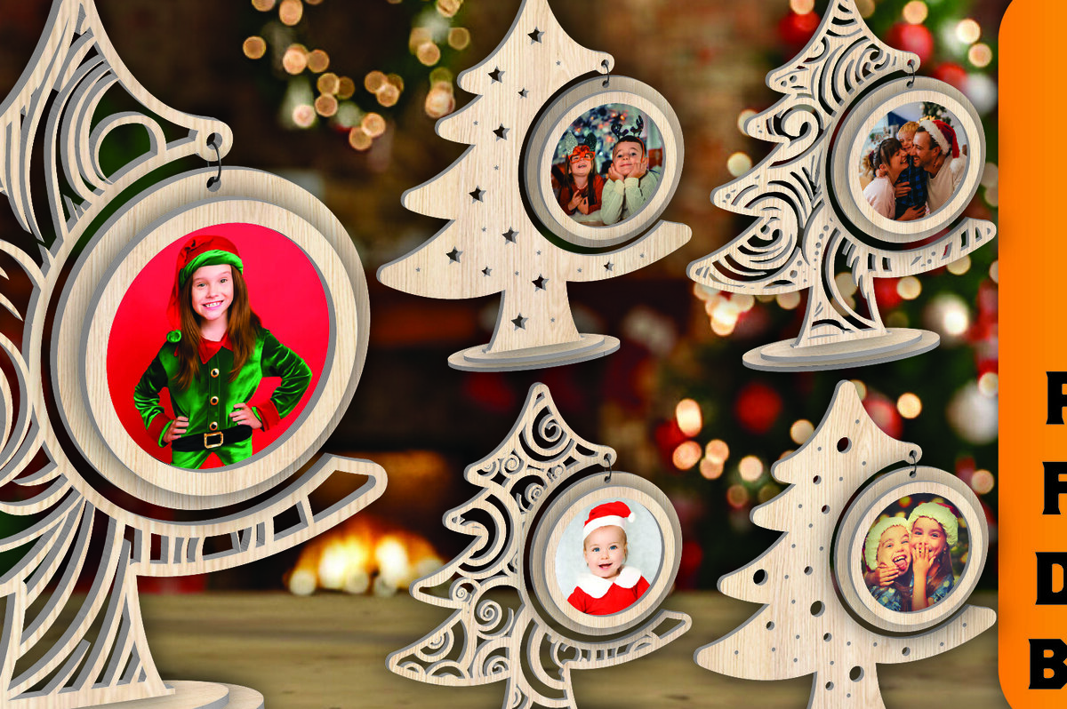 Intra απο ξύλο plywood 3mm-4mm πάχος - Χριστουγεννιάτικο δέντρο Κορνίζα φωτογραφιών με Laser Cut  Δίασταση 20x25 cm INTRAFABR-107442053