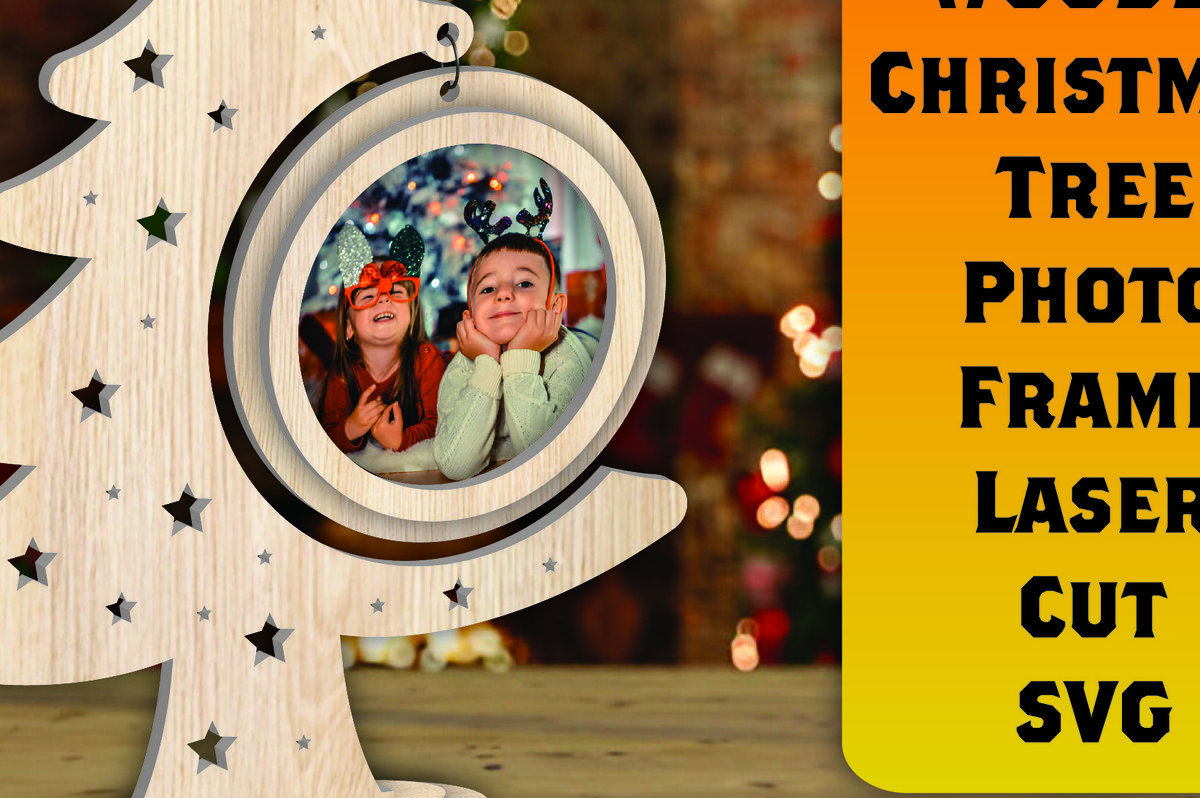 Σετ των 2 Intra απο ξύλο plywood 3mm-4mm πάχος - Χριστουγεννιάτικο δέντρο Κορνίζα φωτογραφιών με Laser Cut  Δίασταση 20x25 cm INTRAFABR-107511265