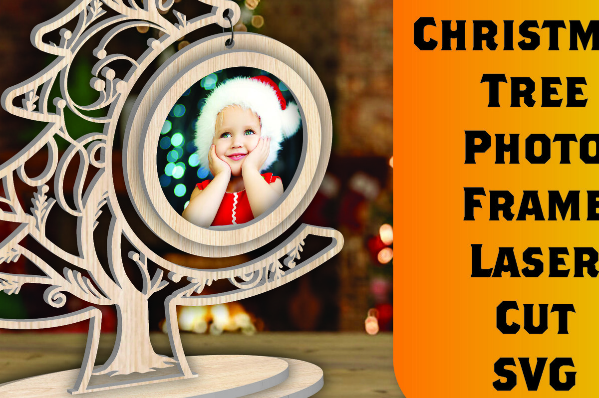 Σετ των 2 Intra απο ξύλο plywood 3mm-4mm πάχος - Χριστουγεννιάτικο δέντρο Κορνίζα φωτογραφιών με Laser Cut  Δίασταση 20x25 cm INTRAFABR-107312278