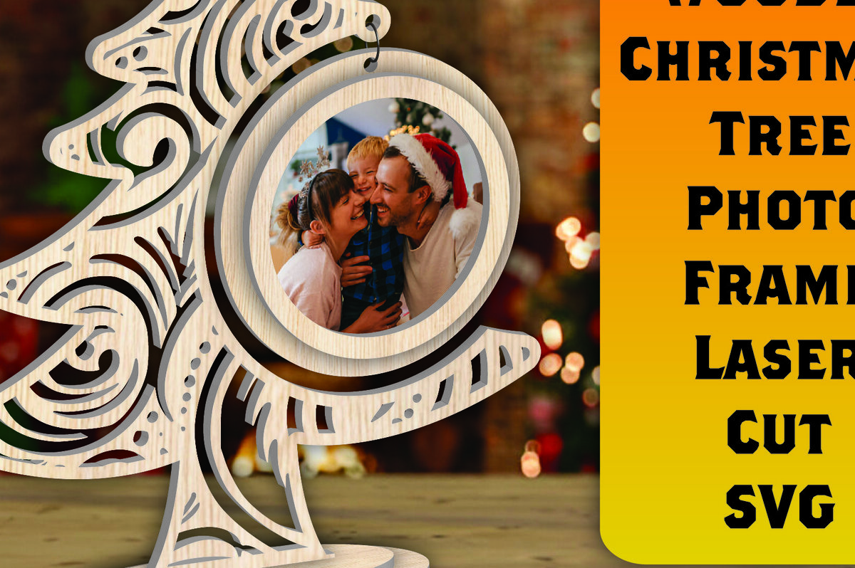 Σετ των 2 Intra απο ξύλο plywood 3mm-4mm πάχος - Χριστουγεννιάτικο δέντρο Κορνίζα φωτογραφιών με Laser Cut  Δίασταση 20x25 cm INTRAFABR-107370520