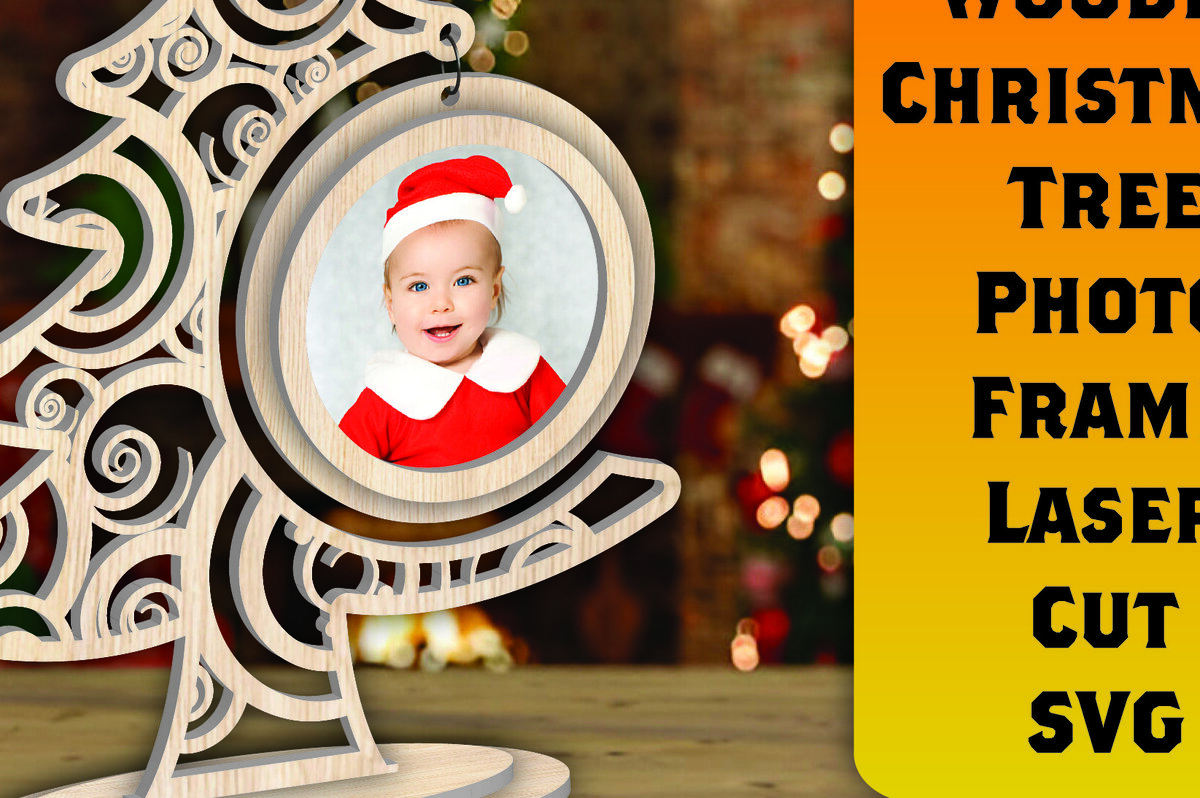 Σετ των 2 Intra απο ξύλο plywood 3mm-4mm πάχος - Χριστουγεννιάτικο δέντρο Κορνίζα φωτογραφιών με Laser Cut  Δίασταση 20x25 cm INTRAFABR-107441490