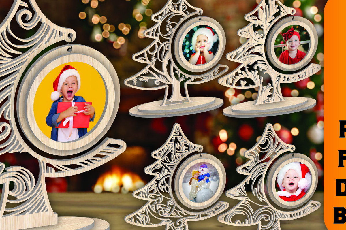 Σετ των 2 Intra απο ξύλο plywood 3mm-4mm πάχος - Πακέτο  Κορνίζας Χριστουγεννιάτικου Δέντρου Δίασταση 20x25 cm INTRAFABR-107370358