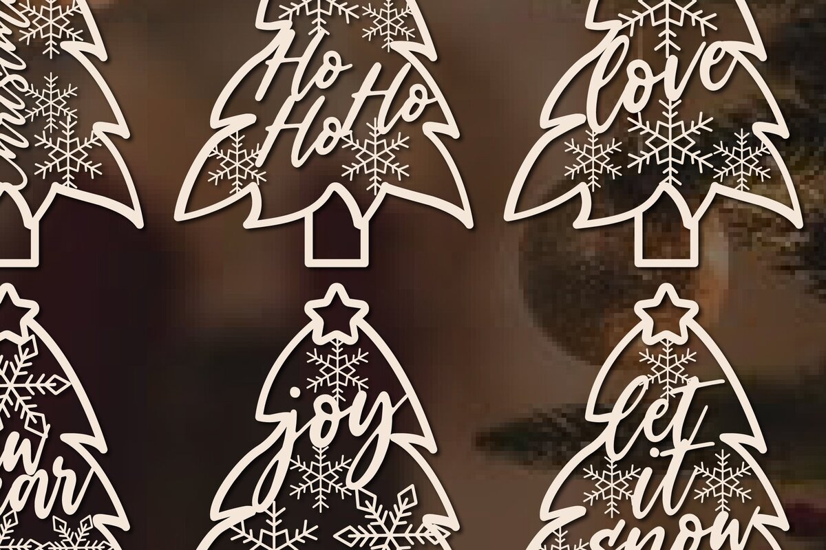 Σετ των 2 Intra απο ξύλο plywood 3mm-4mm πάχος - Διακόσμηση χριστουγεννιάτικου δέντρου  Πακέτο Δίασταση 15x15 cm INTRAFABR-36578674