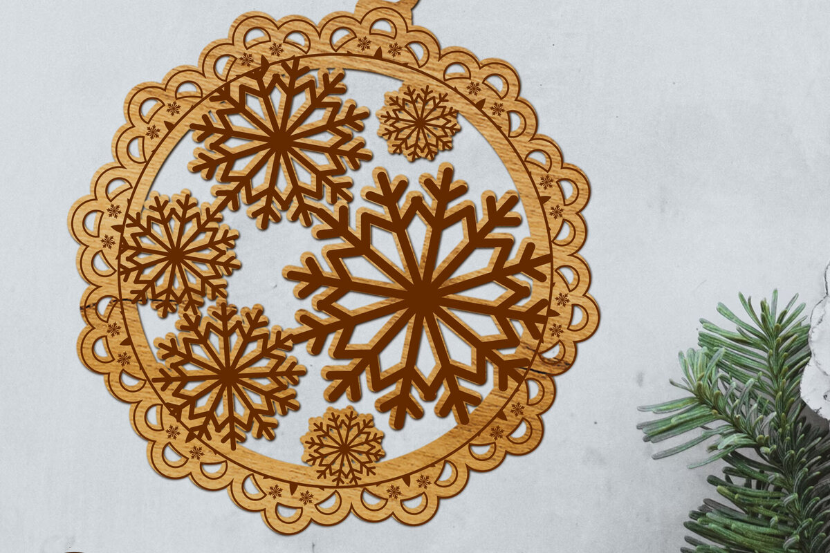 Σετ των 3 Intra απο ξύλο plywood 3mm-4mm πάχος - Στολίδια χριστουγεννιάτικων νιφάδων χιονιού Δίασταση 6x4 cm INTRAFABR-109532669