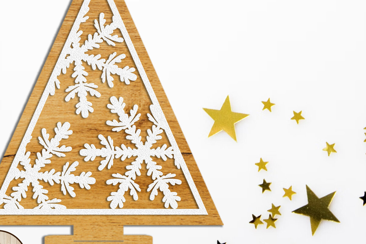 Σετ των 3 Intra απο ξύλο plywood 3mm-4mm πάχος - Πρότυπο αποκοπής χριστουγεννιάτικου δέντρου Stant Δίασταση 6x7 cm INTRAFABR-108931741