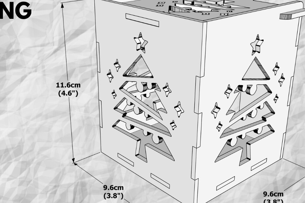 Σετ των 2 Intra απο ξύλο plywood 3mm-4mm πάχος - Χριστουγεννιάτικο Δέντρο Εξάχνωση Κουπών Laser Δίασταση 15x15 cm INTRAFABR-80016248