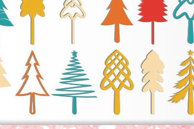 Σετ των 2 Intra απο ξύλο plywood 3mm-4mm πάχος - Πακέτο σχεδίασης Χριστουγεννιάτικου Δέντρου  Δίασταση 20x25 cm INTRAFABR-46921915