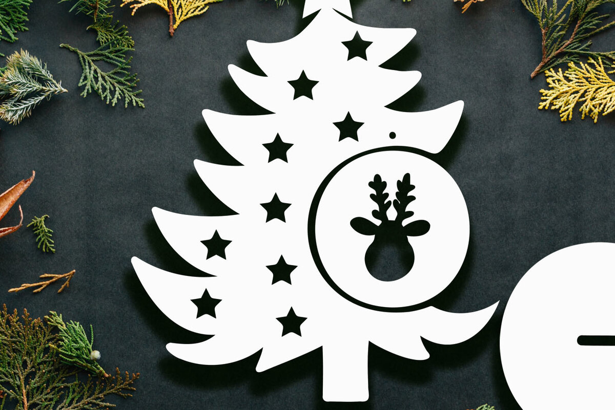 Σετ των 2 Intra απο ξύλο plywood 3mm-4mm πάχος -  Χριστουγεννιάτικου Δέντρου  Laser and Cricut Δίασταση 15x15 cm INTRAFABR-18553417