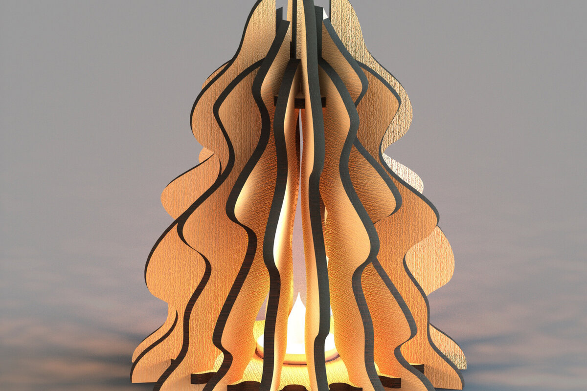 Σετ των 2 Intra απο ξύλο plywood 3mm-4mm πάχος - Θήκη ρεσώ Χριστουγέννων  Laser Δίασταση 20x20 cm INTRAFABR-79580457