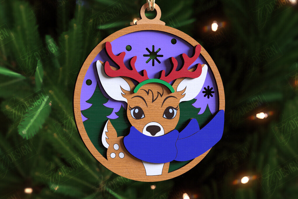 Σετ των 2 Intra απο ξύλο plywood 3mm-4mm πάχος - Παιχνίδι Χριστουγεννιάτικου Δέντρου | Διακοσμήσεις διακοπών Δίασταση 15x15 cm INTRAFABR-109883545