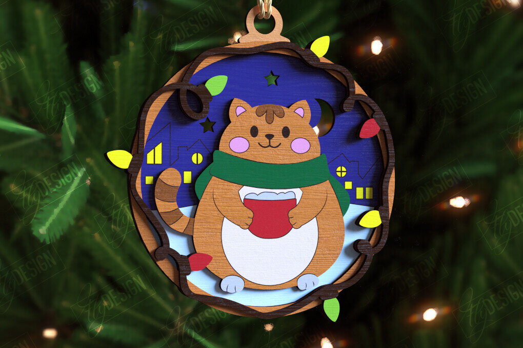 Σετ των 2 Intra απο ξύλο plywood 3mm-4mm πάχος - Παιχνίδι Χριστουγεννιάτικου Δέντρου | Διακοσμήσεις διακοπών Δίασταση 15x15 cm INTRAFABR-109883553