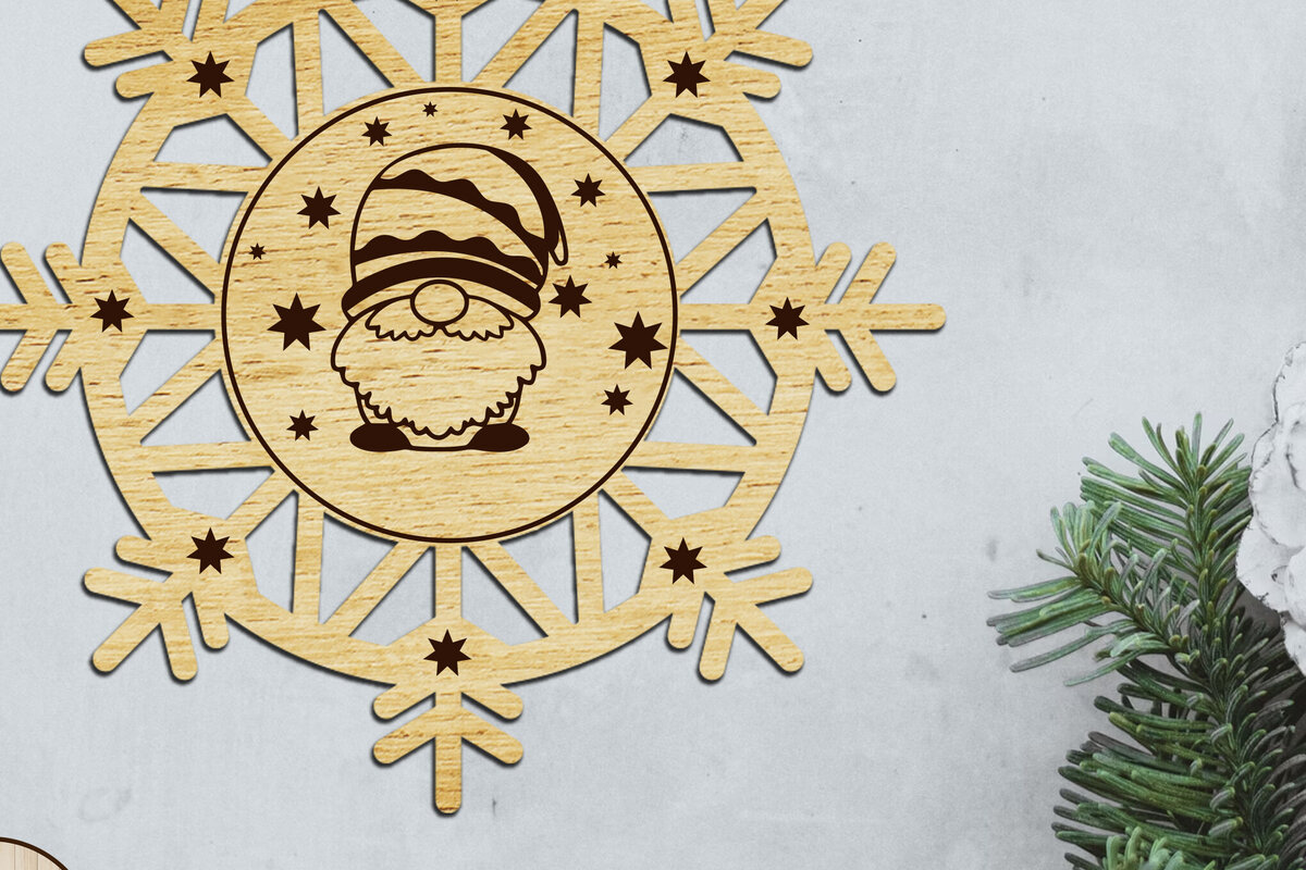 Σετ των 3 Intra απο ξύλο plywood 3mm-4mm πάχος - Παιχνίδι Χριστουγεννιάτικου Δέντρου με κομμένο  Gnome Δίασταση 4x4 cm INTRAFABR-108814460