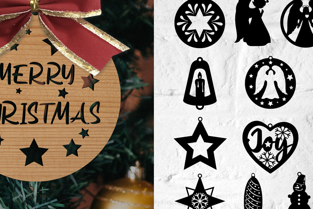 Σετ των 3 Intra απο ξύλο plywood 3mm-4mm πάχος - Πακέτο παιχνιδιών Χριστουγεννιάτικου Δέντρου 3D Δίασταση 15x15 cm INTRAFABR-80867000