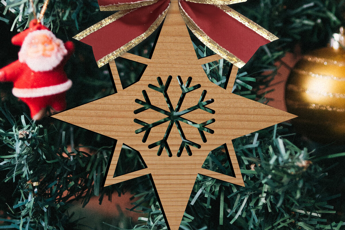 Σετ των 2 Intra απο ξύλο plywood 3mm-4mm πάχος - Παιχνίδια Χριστουγεννιάτικου Δέντρου  Δίασταση 15x15 cm INTRAFABR-80307990