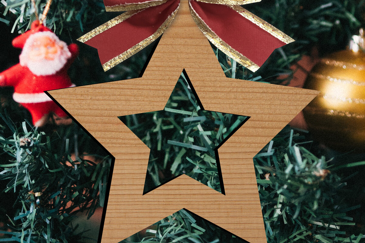 Σετ των 2 Intra απο ξύλο plywood 3mm-4mm πάχος - Παιχνίδια Χριστουγεννιάτικου Δέντρου  Δίασταση 15x15 cm INTRAFABR-80307924